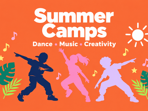 Children dancing and having fun at summer camp